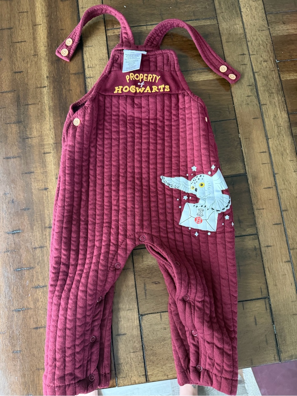 Harry Potter Property of Hogwarts Hedwig Overalls Romper 24M